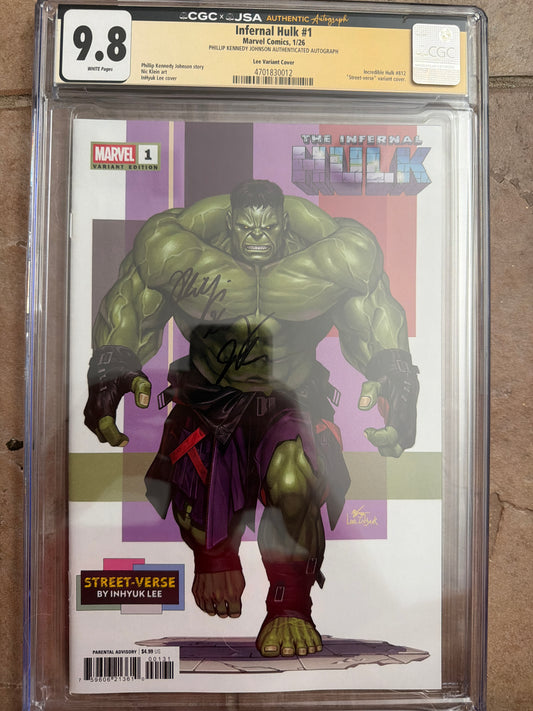 Infernal Hulk 1 yellow label CGC 9.8 autographed by Philip Kennedy Johnson